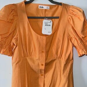 Elodie Orange Puff Sleeve Dress